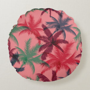 Palm trees seamless pattern round cushion