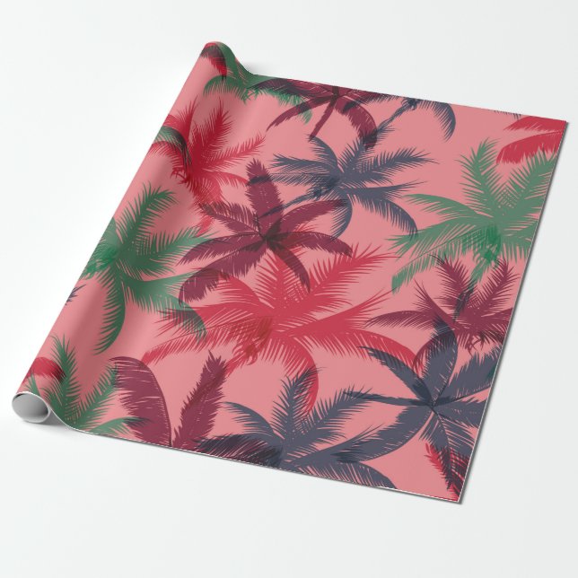 Palm trees seamless pattern wrapping paper (Unrolled)