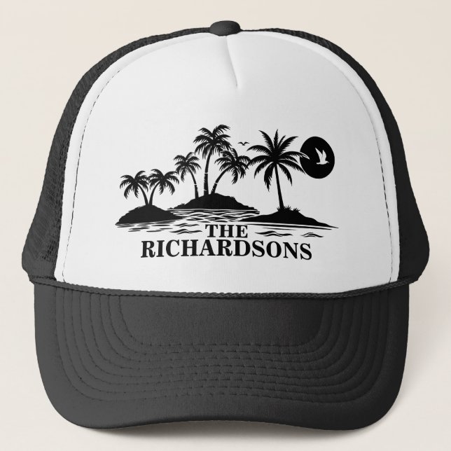 Palm Trees Simple Matching Family Vacation Trucker Hat (Front)