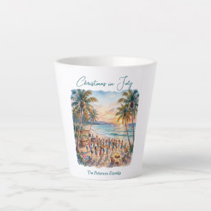 Palm Trees String Lights Party Christmas in July Latte Mug