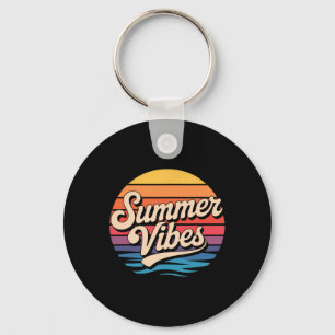 Palm Trees Summer Vibes Retro Surf Sunset Beach Key Ring