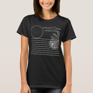 Palm Trees Sun Beach Retro Black & White Minimal T-Shirt