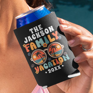 Palm trees sunglasses retro family vacation groovy can cooler