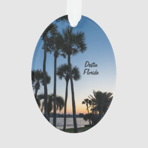Palm Trees Sunrise Destin Florida Oval Ornament