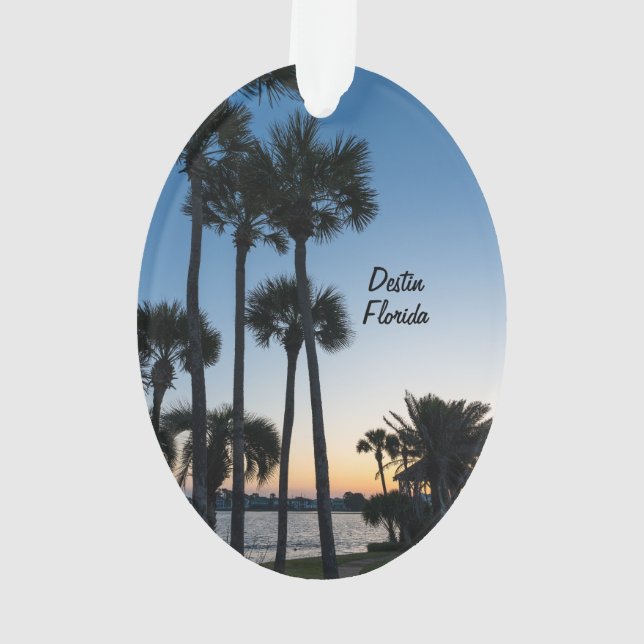 Palm Trees Sunrise Destin Florida Oval Ornament (Back)