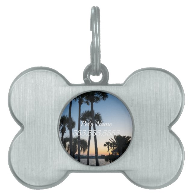 Palm Trees Sunrise Destin Florida Pet Tag (Front)