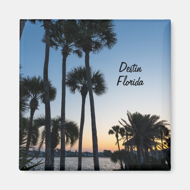 Palm Trees Sunrise Destin Florida Square Magnet (Front)