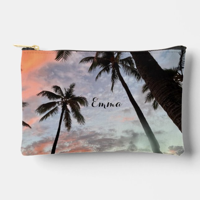 Palm Trees Sunset Accessory Pouch (Front)