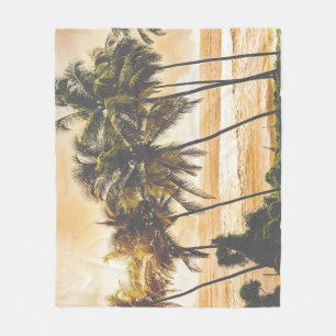 Palm Trees Sunset: Goa Vintage Fleece Blanket