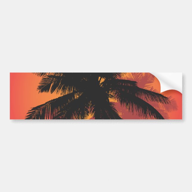 Palm Trees Sunset Silhouettes Bumper Sticker (Front)