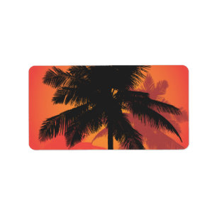 Palm Trees Sunset Silhouettes Label