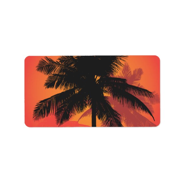 Palm Trees Sunset Silhouettes Label (Front)