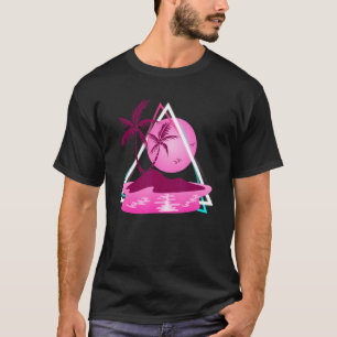 Palm Trees Sunset Summer Surfer 80s Surfing Vaporw T-Shirt