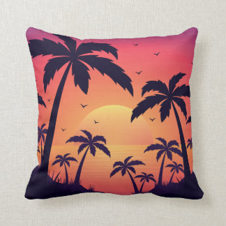Palm Trees Sunset Sunset Ceramic Ornament Cushion
