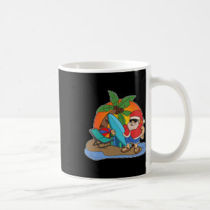 Palm Trees Sunset Surfing Santa Funny Christmas In Coffee Mug