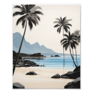 Palm Trees Swaying on a Tranquil Beach Photo Print
