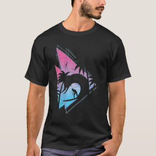 Palm Trees Synthwave Waves Surfing Vaporwave Surfe T-Shirt