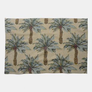 Palm Trees Tapestry Texture Look Tea Towel