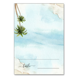 Palm Trees Tropical Beach 3.5 x5 Wedding Table Number