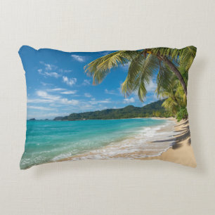 Palm Trees Tropical Beach Ocean Decorative Cushion