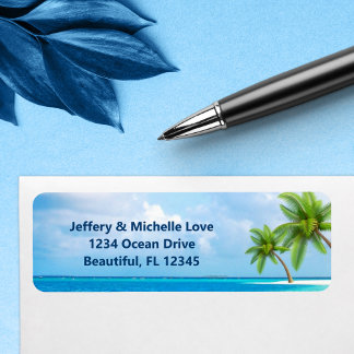 Palm Trees Tropical Beach Return Address Label