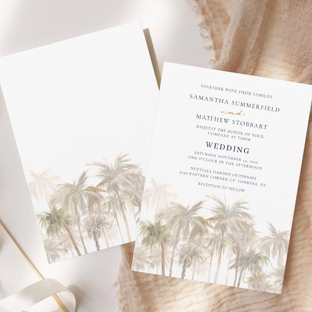 Palm Trees Tropical Beach Wedding Invitation (Palm Trees Tropical Beach Wedding Invitation)
