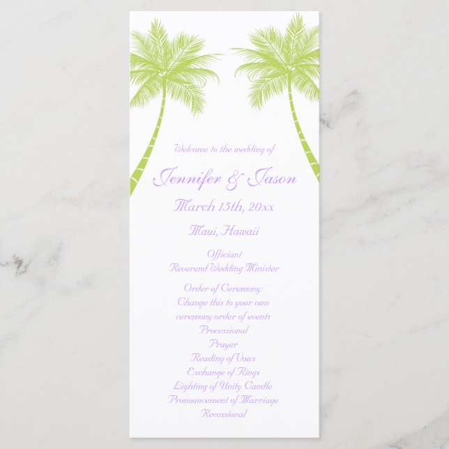 Palm Trees Tropical Beach Wedding Programs (Front)