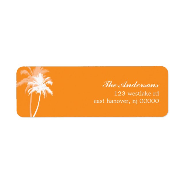 Palm Trees Tropical Beach Wedding Return Address Label (Front)