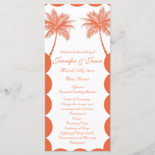 Palm Trees Tropical Coral Beach Wedding Programs