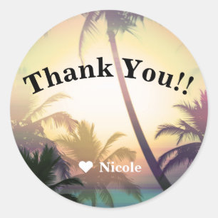 Palm Trees Tropical Heat Beach Party Luau Favour Classic Round Sticker
