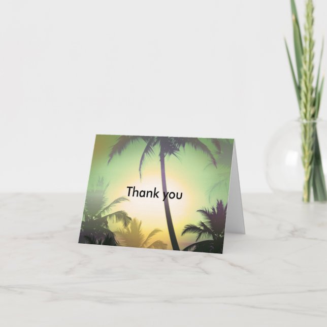 Palm Trees Tropical Heat Beach Thank You Fold Card (Front)