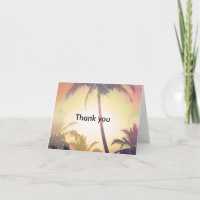 Palm Trees Tropical Heat Beach Thank You Fold Card