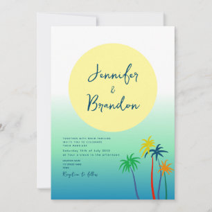 Palm Trees Tropical Island Beach Wedding Invitation