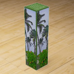"PALM TREES /TROPICAL ISLAND VIBE" WINE GIFT BOX<br><div class="desc">HERE'S A WINE BOX FEATURING PALM TREES.   ON THE TOP IS THE TEXT:  "SUGGESTED WINE PAIRING:  BEST ENJOYED UNDER PALM TREES ON ANY TROPICAL BEACH.  ADD SUNSETS,  SAND AND SURF TO FURTHER ENHANCE YOUR WINE EXPERIENCE".  TEXT IS CUSTOMIZABLE.</div>