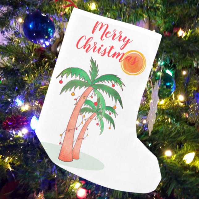 Palm Trees Tropical Merry Christmas Stocking (Creator Uploaded)
