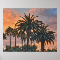 Palm Trees Tropical Sunset Watercolor Art