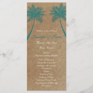 Palm Trees Tropical Teal Beach Wedding Programs