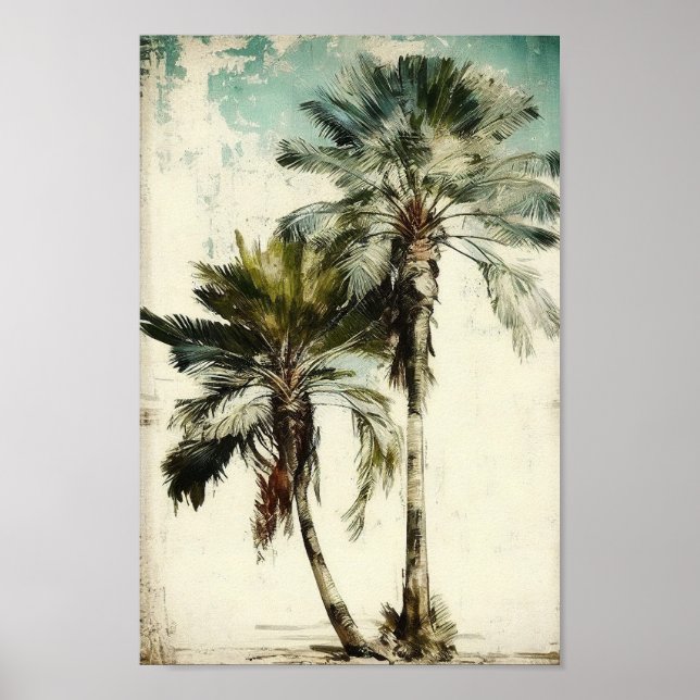 Palm Trees, Tropical Wall Art Poster  (Front)