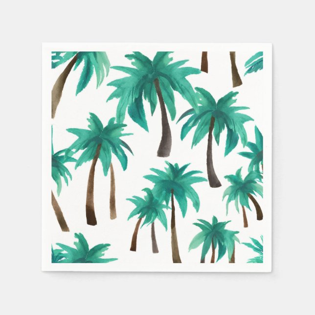 Palm Trees Tropical Watercolor  Napkin (Front)
