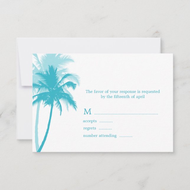Palm Trees Tropical Wedding Response Cards (Front)