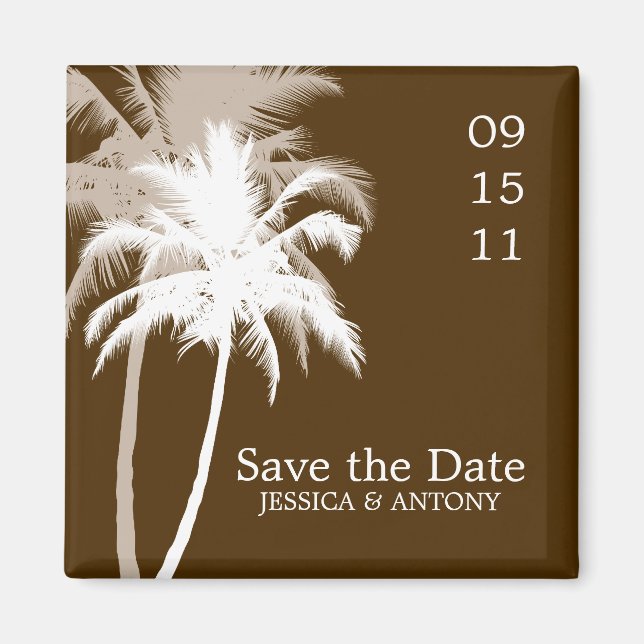 Palm Trees Tropical Wedding Save the Date or Favou Magnet (Front)