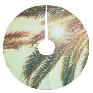 Palm Trees, Vintage Toned Sky. Brushed Polyester Tree Skirt