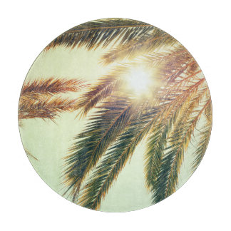 Palm Trees, Vintage Toned Sky. Cutting Board