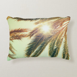 Palm Trees, Vintage Toned Sky. Decorative Cushion