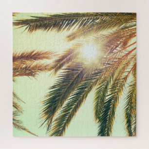 Palm Trees, Vintage Toned Sky. Jigsaw Puzzle
