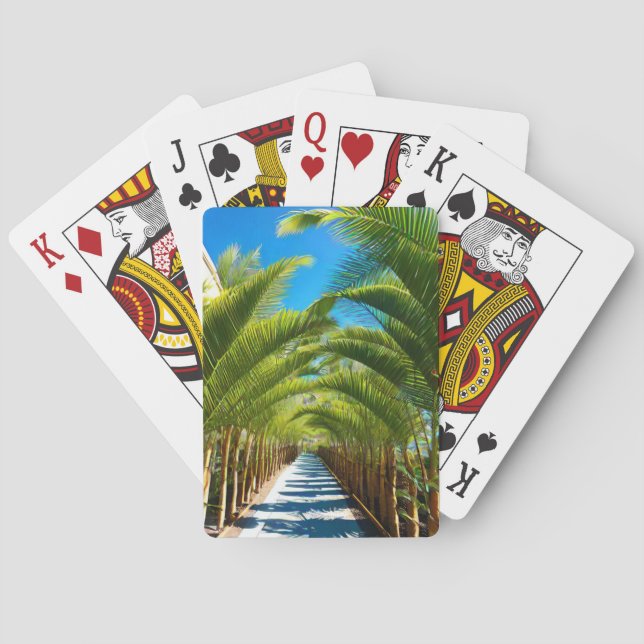 Palm trees walkway playing cards (Back)