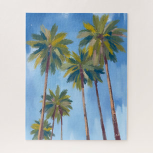 Palm Trees Watercolor Painting Jigsaw Puzzle