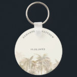 Palm Trees Watercolor Tan Coastal Wedding Favour Key Ring<br><div class="desc">Palm Trees Watercolor Tan Coastal Wedding favour keychain that you can easily customise for your special day. Completely repurpose for other important events in your life by clicking the "Customise this" button</div>
