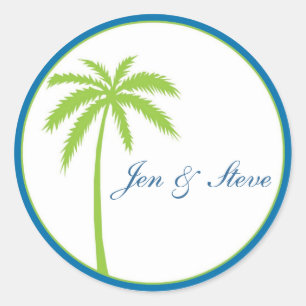 Palm Trees Wedding Favour Sticker