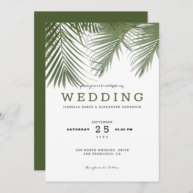 Palm Trees Wedding Invitation (Front/Back)